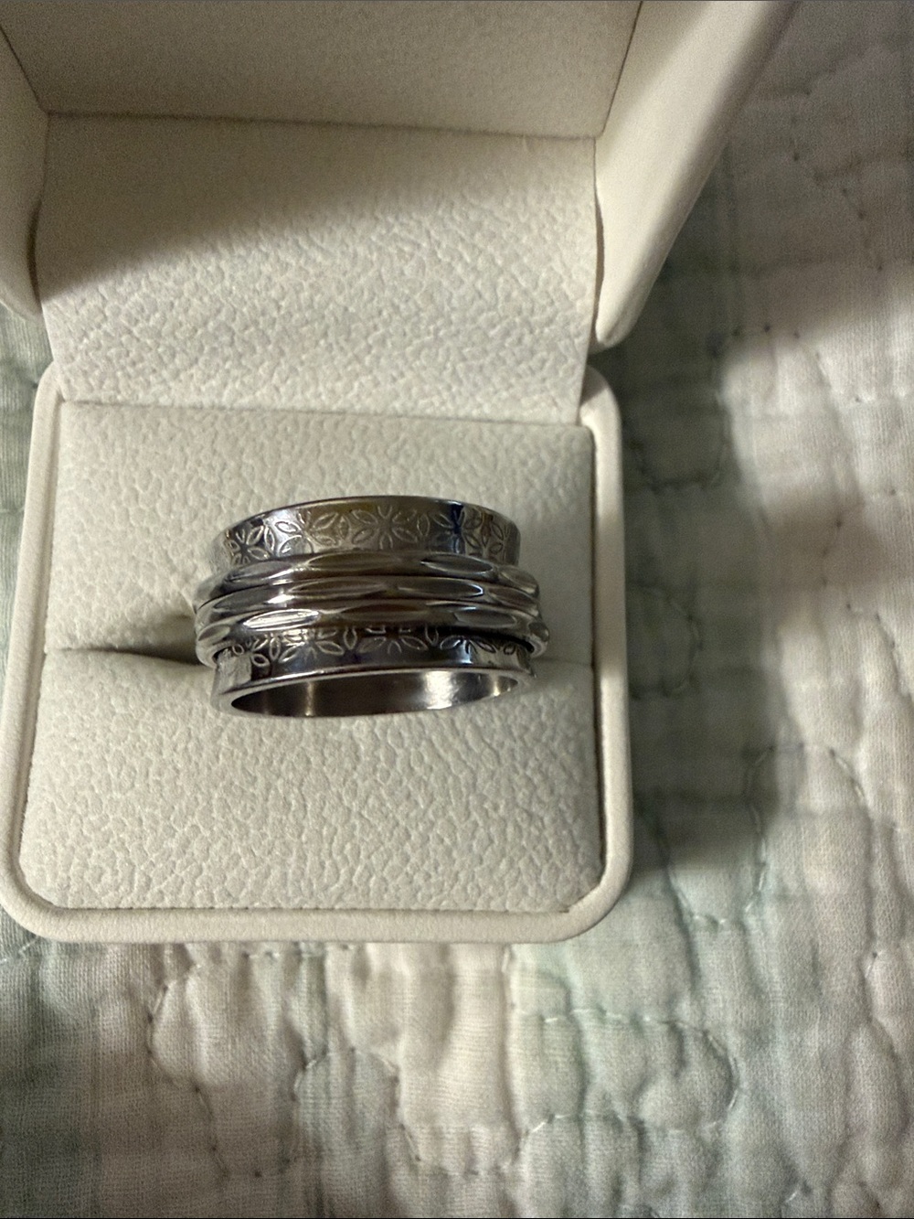 Silver-Tone Floral Stackable Spinner Ring
